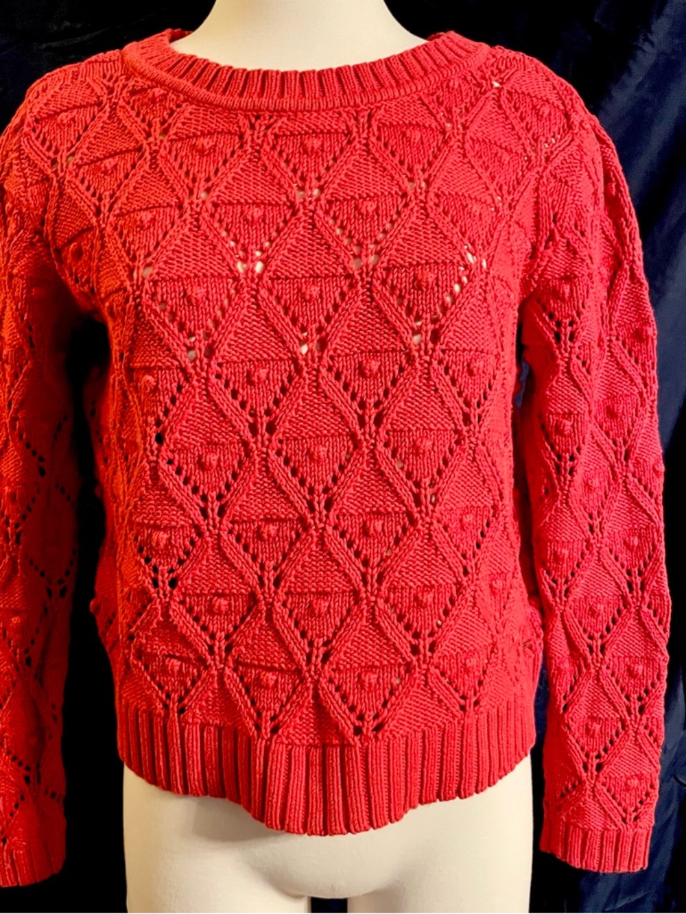 Tommy Hilfiger Red Openwork Crewneck Sweater